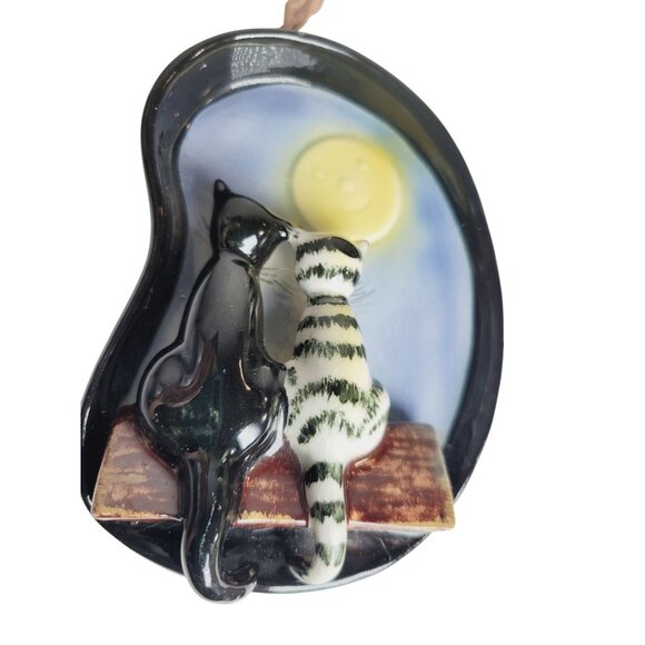 Rare Hummel & Goebel West Germany Ceramic Wall Hanging Two Cats With Moon - Picture 1 of 4
